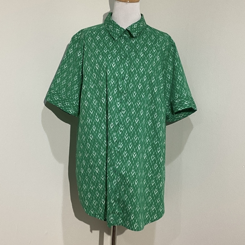 Roaman's Women's Button Down Shirt Sleeves Top